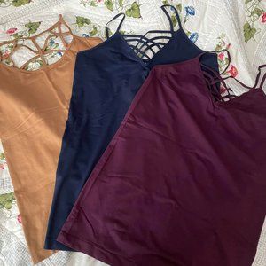 Zenana Outfitters Lattice Front Camis -  Navy, Dark Plum & Camel